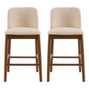 Lois lot de 2 tabourets de comptoir en bois d’hevea avec assise rembourree et repose-pieds, beige