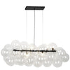 Luminaire suspendu horizontal Comet de Dainolite en verre transparent, avec fini noir mat et 10 ampoules
