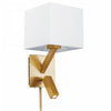 Applique murale de Dainolite avec lampe de lecture à DEL, abat-jour blanc, fini laiton vieilli et 1 ampoule