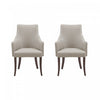 Fauteuil moderne Connie en cuir vegetalien et velours avec accoudoirs en bois, gris clair - Lot de 2