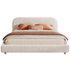 Lit plateforme Laurel avec coffre de rangement a levage hydraulique, tapisserie bouclee et espace de rangement cache sous le lit, taille King, blanc