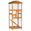 Cage A Oiseaux En Bois Avec Deux Portes Et Echelle, Orange