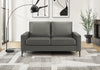Causeuse Rembourre, 58\" L, Aspect Cuir Gris Fonce, Pieds En Metal Noir, Moderne