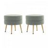 Lot de 2 poufs d’appoint rembourres Bailey style milieu du siecle en vert sauge