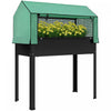 Outsunny Pot de fleurs sureleve avec housse de serre en plastique, Noir