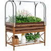 Outsunny Jardiniere Surelevee Metal avec Serre, Effet Bois Brun Fonce