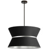 Luminaire suspendu Caterine de Dainolite de 24 po de diamètre, avec abat-jour noir, anneau argenté, fini noir mat et 4 ampoules