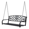 Outsunny 50\"l Balancoire De Porche En Acier Fleur-de-lis Banc De Jardin Suspendu Siege De Chaise De Planeur D'exterieur Pour 2 Personnes Avec Chaine Patio De Pelouse De Style Antique Avec Chaine Noir