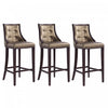 Tabouret de bar traditionnel en bois avec assise rembourree Fifth Avenue, bronze - Lot de 3