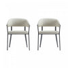 Chaise de salle a manger moderne en metal et tissu Belle, couleur flocon d’avoine - Lot de 2
