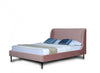 Lit double Heather style milieu du siecle moderne, rembourre en velours, coloris rose poudre et noir