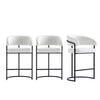 Tabouret de comptoir moderne Augusta en metal et tissu, blanc - Lot de 3