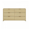 Commode moderne Grace 60\" en chene naturel (6 tiroirs)