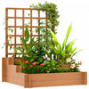 Outsunny Lit De Jardin Sureleve A 3 Niveaux Avec Treillis, Marron