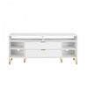 Meuble TV moderne Dumbo 160 cm a rainures, blanc