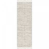 Carpette à poil long Quinto beige à motif de vagues - 2 pi 7 po x 8 pi