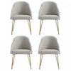 Chaise de salle a manger moderne Gracie en cuir vegetalien et metal, gris pierre et or - Lot de 4