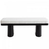 Olivia Banc Ottoman en Bois de 47,5\" avec Tissu en Velours Teddy et Pieds en Bois, Noir