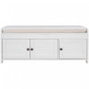 Banc De Rangement Olivia En Pin Avec Meuble A Chaussures 3 Portes Et Compartiment Cache, Blanc