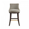 Tabouret de bar moderne en bois Lucia, rembourre en chenille taupe