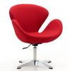 Chaise pivotante réglable Raspberry de Manhattan Comfort en chrome poli et en mélange de laine - rouge