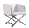 Fauteuil d’appoint de détente Hollywood de Manhattan Comfort en chrome poli et en similicuir - blanc