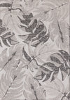 Tapis Jackson a feuilles botaniques gris et blanc, 7'10\" x 10'6\"