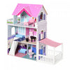 Qaba 2.9pi Maison De Poupee En Bois Enfants Maison De Reve Villa Avec Patio Kit D'accessoires De Meubles Pour Tout-petits Filles Maison A Plusieurs Niveaux Pour Enfants Rose