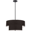 Luminaire suspendu Everly de Dainolite avec abat-jour noir, 2 niveaux, fini noir mat et 4 ampoules