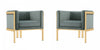 Fauteuil lounge moderne en velours Paramount coloris gris chaud - Lot de 2