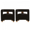 Fauteuil lounge moderne Amirah en velours noir - Lot de 2