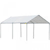 Outsunny 10' x 20' Auvent de voiture galvanisé robuste avec kit d’ancrage inclus, 3 câbles en acier renforcé, blanc