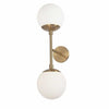 Applique murale Dayana de Dainolite en verre blanc, avec fini laiton vieilli et 2 ampoules