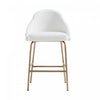 Tabouret de comptoir moderne Gracie en metal, rembourre, blanc et or
