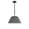 Petit luminaire suspendu Brynn de Dainolite avec abat-jour en feutre gris, fini noir et 1 ampoule