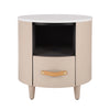 La table de nuit moderne Olivia au design incurve avec tiroir de rangement, couleur Haiki