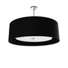 Luminaire suspendu Helena de Dainolite de 22 po de diamètre avec abat-jour noir et blanc qui diffuse la lumière, fini chromé poli et 4 ampoules
