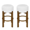 Vera – Lot de 2 tabourets de bar en bois d’hevea pour interieur avec coussin rond ivoire, finition noyer fonce