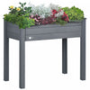 Outsunny Jardiniere Surelevee Avec Pieds, 34\" X 18\" X 30\", Jardiniere Surelevee En Bois, Auto-drainante Avec Doublure De Lit Pour Legumes, Herbes Et Fleurs Jardin, Patio, Balcon, Gris