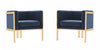 Fauteuil lounge moderne en velours Paramount bleu royal - Lot de 2