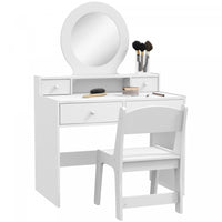 Qaba Ensemble De Coiffeuse Pour Enfants 2 Pieces, Coiffeuses Avec Miroirs, Table De Maquillage Pour