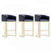 Tabouret de bar rembourre en metal noir style mid-century modern Louvre - Lot de 3