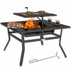 Outsunny Foyer D'exterieur Avec Grille De Cuisson Reglable, Noir