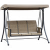 Chaise Pivotante Outsunny Pour 3 Personnes Avec Dossier Haut, Poches Laterales Et Auvent Reglable Pour Terrasse Exterieure Marron