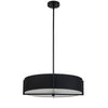 Luminaire suspendu Preston de Dainolite de 21 po de diamètre avec abat-jour noir, fini noir mat et 4 ampoules