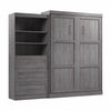 Grand lit escamotable mural Pur de Bestar de 101 po avec tablettes et tiroirs - gris écorce