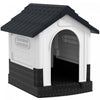 Niche exterieure avec fenetres pour chien miniature, gris fonce