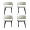 Chaise de salle a manger moderne Luce en cuir vegetalien texture et metal, couleur avoine - Lot de 4