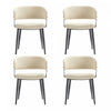 Chaise de salle a manger moderne Luce en cuir vegetalien texture et metal, sable - Lot de 4