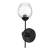 Applique murale Abii de Dainolite en verre transparent avec fini noir mat et 1 ampoule